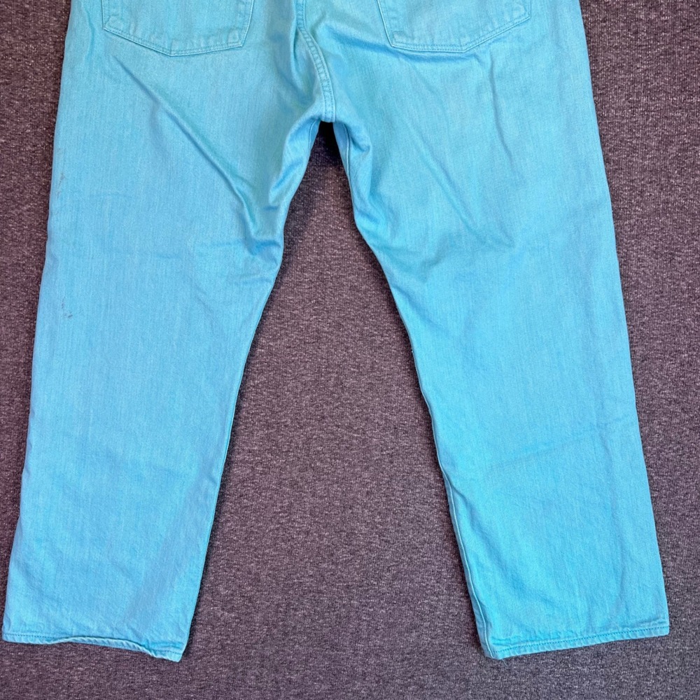 Levis 501 Jean Men 40x30 Turquoise Cyan Original Retro Straight Button Fly Denim - Picture 12 of 15